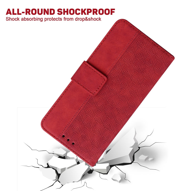 For Motorola Moto G Play 4G 2024 Geometric Embossed Leather Phone Case(Red) - Motorola Cases by PMC Jewellery | Online Shopping South Africa | PMC Jewellery | Buy Now Pay Later Mobicred