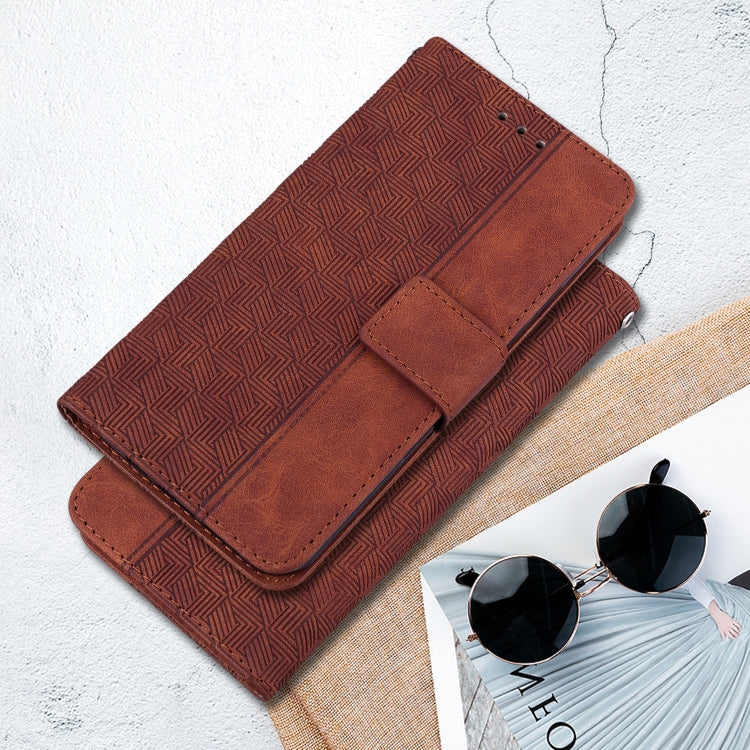 For Motorola Moto G Power 5G 2024 Geometric Embossed Leather Phone Case(Brown) - Motorola Cases by PMC Jewellery | Online Shopping South Africa | PMC Jewellery | Buy Now Pay Later Mobicred