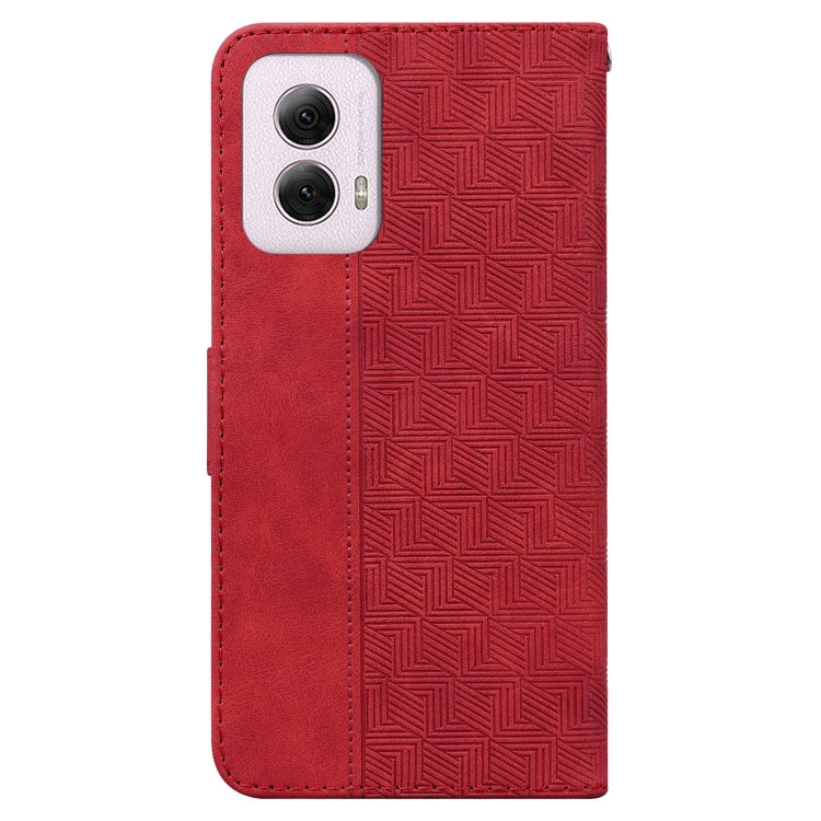 For Motorola Moto G Power 5G 2024 Geometric Embossed Leather Phone Case(Red) - Motorola Cases by PMC Jewellery | Online Shopping South Africa | PMC Jewellery | Buy Now Pay Later Mobicred