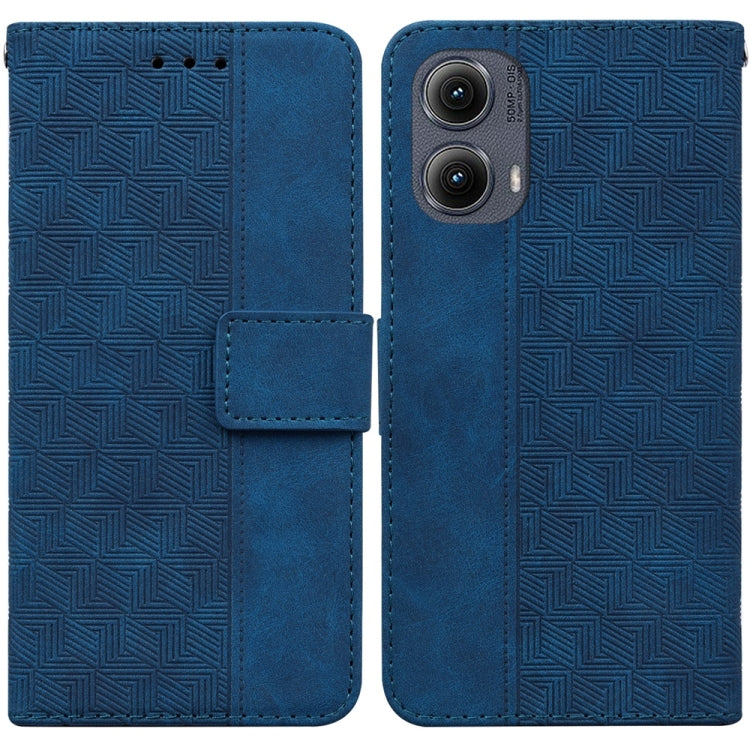 For Motorola Edge 2024 Geometric Embossed Leather Phone Case(Blue) - Motorola Cases by PMC Jewellery | Online Shopping South Africa | PMC Jewellery | Buy Now Pay Later Mobicred