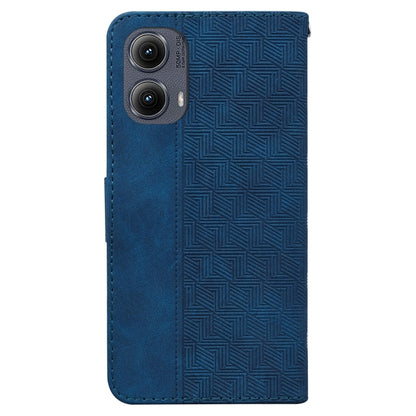 For Motorola Edge 2024 Geometric Embossed Leather Phone Case(Blue) - Motorola Cases by PMC Jewellery | Online Shopping South Africa | PMC Jewellery | Buy Now Pay Later Mobicred