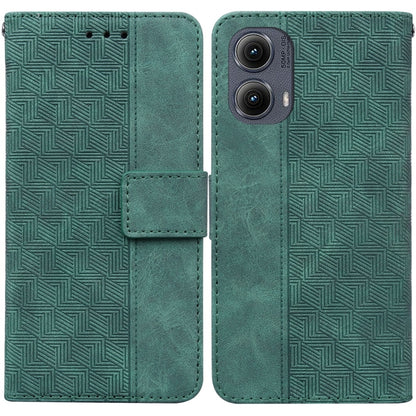 For Motorola Edge 2024 Geometric Embossed Leather Phone Case(Green) - Motorola Cases by PMC Jewellery | Online Shopping South Africa | PMC Jewellery | Buy Now Pay Later Mobicred