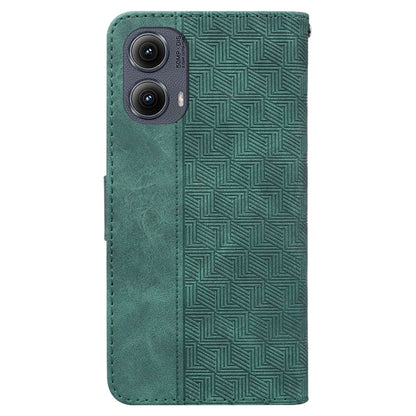 For Motorola Edge 2024 Geometric Embossed Leather Phone Case(Green) - Motorola Cases by PMC Jewellery | Online Shopping South Africa | PMC Jewellery | Buy Now Pay Later Mobicred