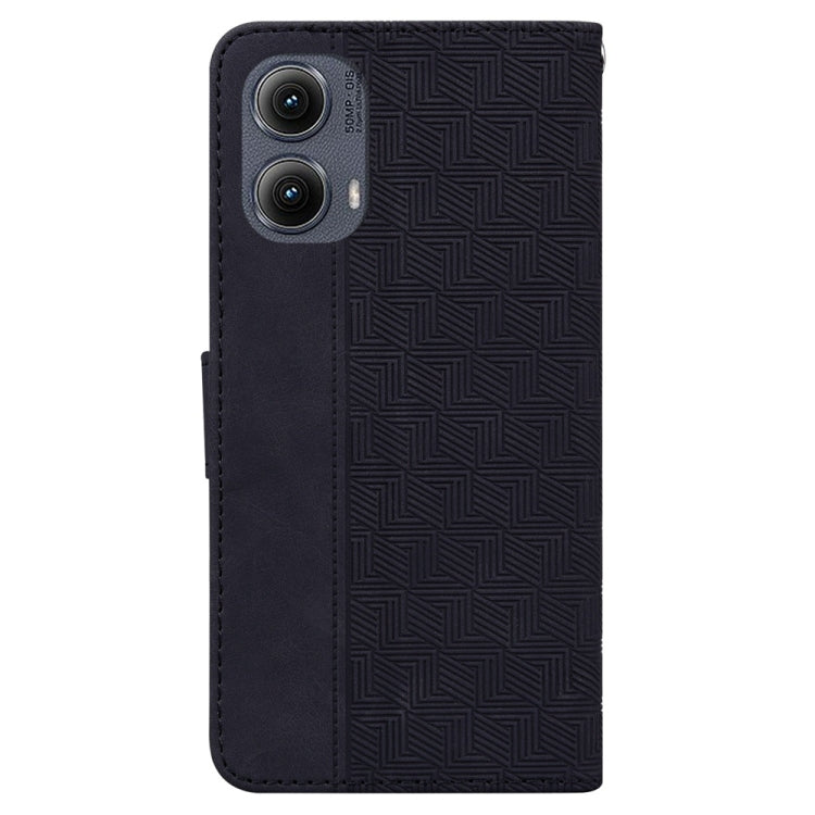 For Motorola Edge 2024 Geometric Embossed Leather Phone Case(Black) - Motorola Cases by PMC Jewellery | Online Shopping South Africa | PMC Jewellery | Buy Now Pay Later Mobicred