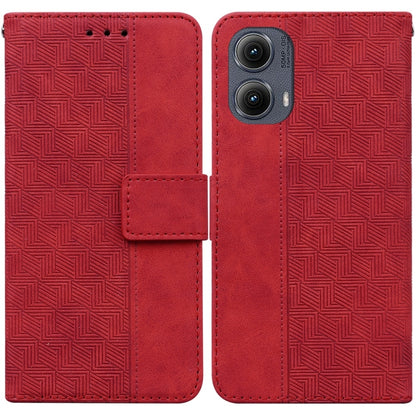 For Motorola Edge 2024 Geometric Embossed Leather Phone Case(Red) - Motorola Cases by PMC Jewellery | Online Shopping South Africa | PMC Jewellery | Buy Now Pay Later Mobicred