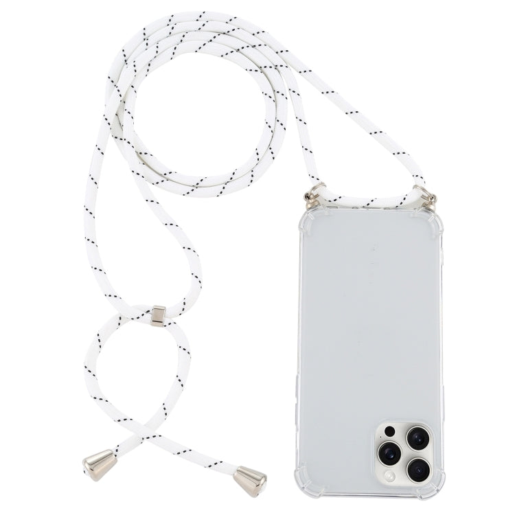 For iPhone 16 Pro Max Four-Corner Shockproof Transparent TPU Case with Lanyard(White Black) - iPhone 16 Pro Max Cases by PMC Jewellery | Online Shopping South Africa | PMC Jewellery | Buy Now Pay Later Mobicred