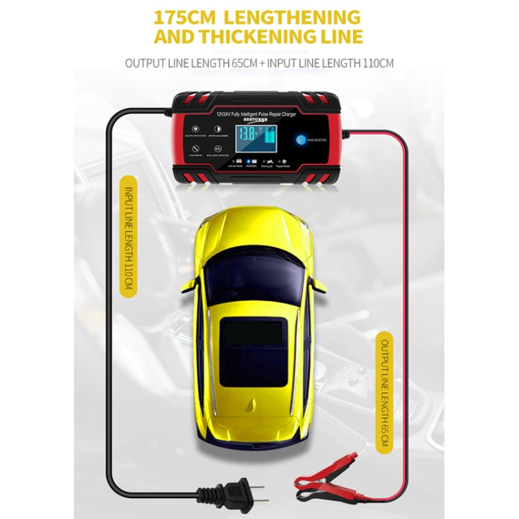 ANHTCzyx 12V 8A  / 24V 4A Automobile Battery Charger Motorcycle Battery Repair Type AGM(US Plug) - free shipping - PMC TechLife - Order now!