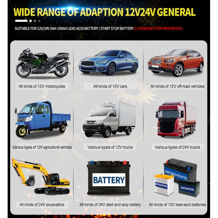 ANHTCzyx 12V 8A  / 24V 4A Automobile Battery Charger Motorcycle Battery Repair Type AGM(US Plug) - free shipping - PMC TechLife - Order now!