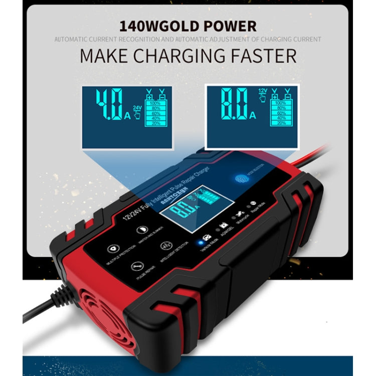 ANHTCzyx 12V 8A  / 24V 4A Automobile Battery Charger Motorcycle Battery Repair Type AGM(US Plug) - free shipping - PMC TechLife - Order now!