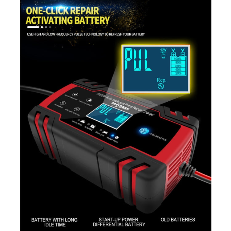ANHTCzyx 12V 8A  / 24V 4A Automobile Battery Charger Motorcycle Battery Repair Type AGM(EU Plug) - Battery Charger by PMC TechLife | Online Shopping South Africa | PMC TechLife | Buy Now Pay Later Mobicred