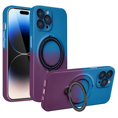 For iPhone 14 Pro MagSafe Holder Gradient TPU Phone Case(Blue Purple) - iPhone 14 Pro Cases by PMC Jewellery | Online Shopping South Africa | PMC Jewellery