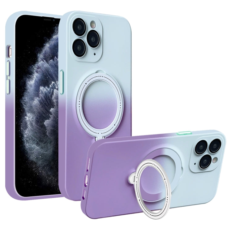 For iPhone 11 Pro Max MagSafe Holder Gradient TPU Phone Case(Gray Purple) - iPhone 11 Pro Max Cases by PMC Jewellery | Online Shopping South Africa | PMC Jewellery