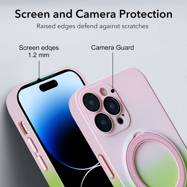 For iPhone 12 Pro Max MagSafe Holder Gradient TPU Phone Case(Pink Green) - iPhone 12 Pro Max Cases by PMC Jewellery | Online Shopping South Africa | PMC Jewellery