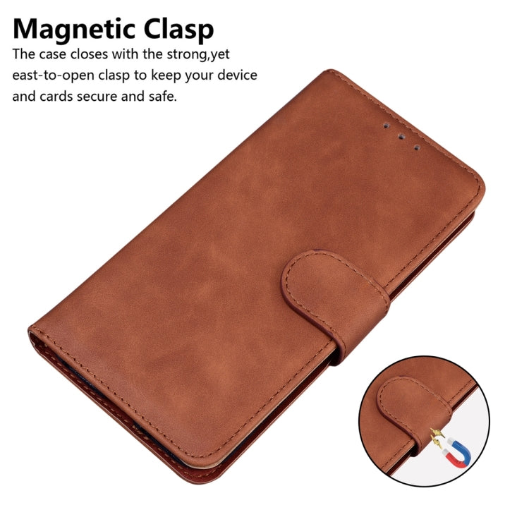 For Xiaomi Redmi Note 13 5G Skin Feel Pure Color Flip Leather Phone Case(Brown) - Note 13 Cases by PMC Jewellery | Online Shopping South Africa | PMC Jewellery | Buy Now Pay Later Mobicred