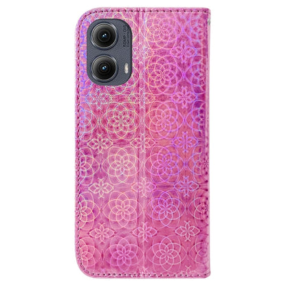 For Motorola Edge 2024 Colorful Magnetic Buckle Leather Phone Case(Pink) - Motorola Cases by PMC Jewellery | Online Shopping South Africa | PMC Jewellery | Buy Now Pay Later Mobicred