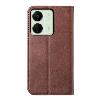 For Xiaomi Redmi 13C Cubic Grid Calf Texture Magnetic Leather Phone Case(Brown) - 13C Cases by PMC Jewellery | Online Shopping South Africa | PMC Jewellery | Buy Now Pay Later Mobicred