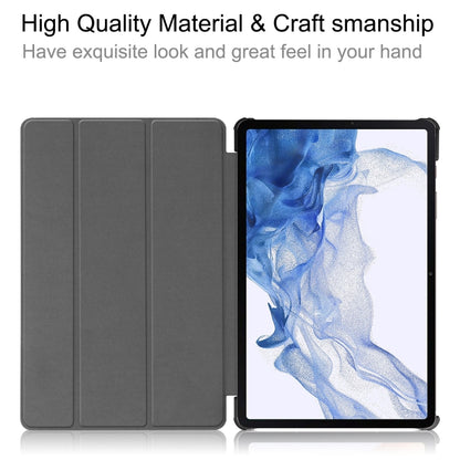 For Samsung Galaxy Tab S9 Custer Pure Color 3-Fold Holder Smart Leather Tablet Case(Dark Blue) - Galaxy Tab S9 Cases by PMC Jewellery | Online Shopping South Africa | PMC Jewellery | Buy Now Pay Later Mobicred