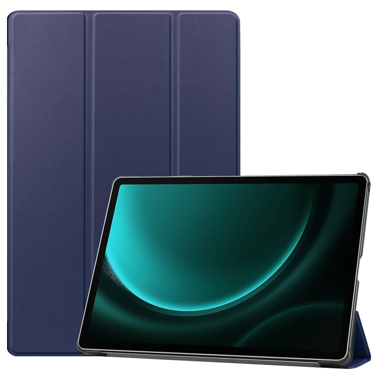 For Samsung Galaxy Tab S9 FE+ / S10+ Custer Pure Color 3-Fold Holder Smart Leather Tablet Case(Dark Blue) - Galaxy Tab S9 FE+ by PMC Jewellery | Online Shopping South Africa | PMC Jewellery | Buy Now Pay Later Mobicred