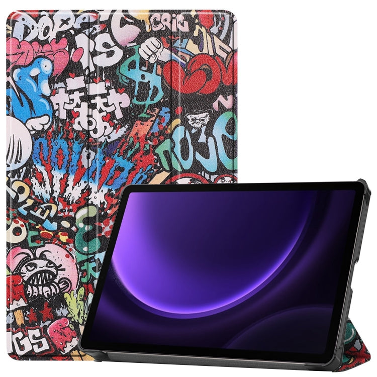 For Samsung Galaxy Tab S9 FE Custer Painted 3-Fold Holder Smart Leather Tablet Case(Graffiti) - Galaxy Tab S9 FE by PMC Jewellery | Online Shopping South Africa | PMC Jewellery | Buy Now Pay Later Mobicred