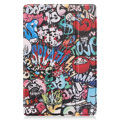 For Samsung Galaxy Tab S9 FE Custer Painted 3-Fold Holder Smart Leather Tablet Case(Graffiti) - Galaxy Tab S9 FE by PMC Jewellery | Online Shopping South Africa | PMC Jewellery | Buy Now Pay Later Mobicred