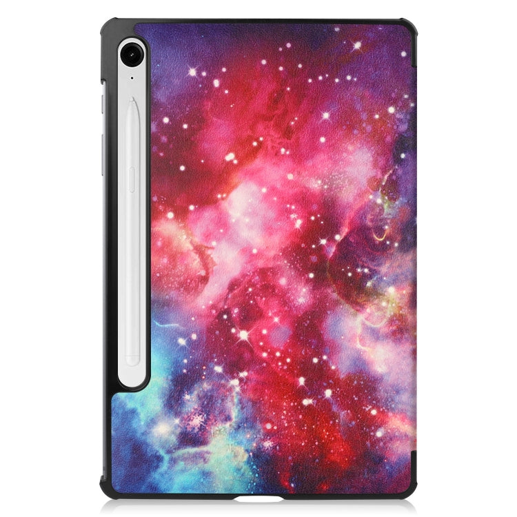 For Samsung Galaxy Tab S9 FE Custer Painted 3-Fold Holder Smart Leather Tablet Case(Milky Way Nebula) - Galaxy Tab S9 FE by PMC TechLife | Online Shopping South Africa | PMC TechLife