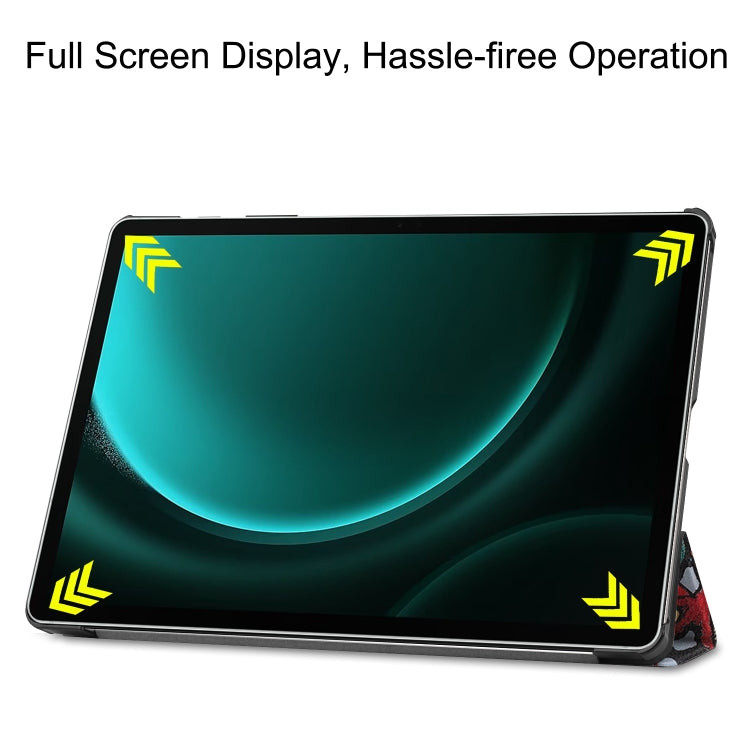 For Samsung Galaxy Tab S9 FE+ / S10+ Custer Painted 3-Fold Holder Smart Leather Tablet Case(Graffiti) - free shipping - PMC Jewellery - Order now!