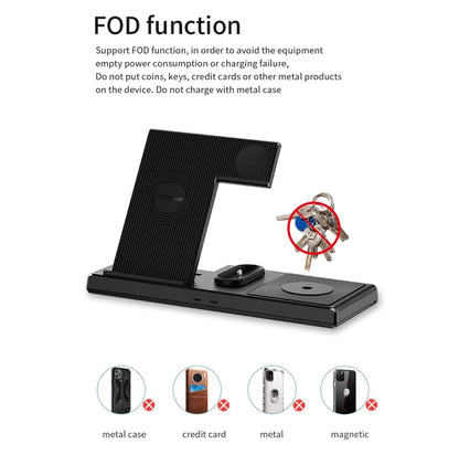 Yesido DS13 18W 4 in 1 Multifunctional Foldable Desktop Wireless Charging Stand(Black) - Wireless Charger by Yesido | Online Shopping South Africa | PMC Jewellery | Buy Now Pay Later Mobicred