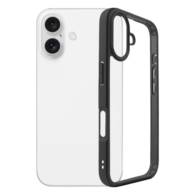 For iPhone 16 Frosted TPU + Transparent PC Phone Case(Black) - iPhone 16 Cases by PMC Jewellery | Online Shopping South Africa | PMC Jewellery | Buy Now Pay Later Mobicred