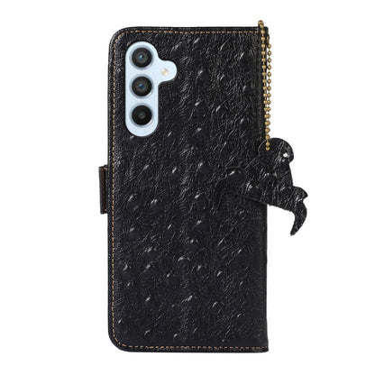 For Samsung Galaxy S24 Ostrich Pattern Genuine Leather RFID Phone Case(Black) - Galaxy Phone Cases by PMC Jewellery | Online Shopping South Africa | PMC Jewellery | Buy Now Pay Later Mobicred