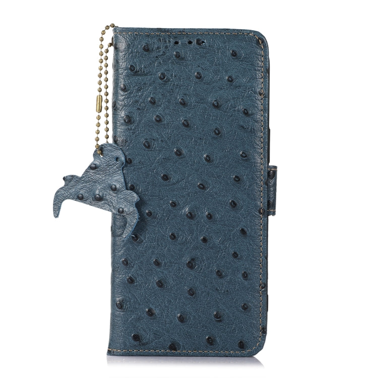 For Samsung Galaxy S24 Ostrich Pattern Genuine Leather RFID Phone Case(Blue) - Galaxy Phone Cases by PMC Jewellery | Online Shopping South Africa | PMC Jewellery | Buy Now Pay Later Mobicred