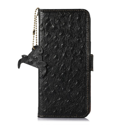 For Samsung Galaxy S24+ Ostrich Pattern Genuine Leather RFID Phone Case(Black) - Galaxy Phone Cases by PMC Jewellery | Online Shopping South Africa | PMC Jewellery | Buy Now Pay Later Mobicred