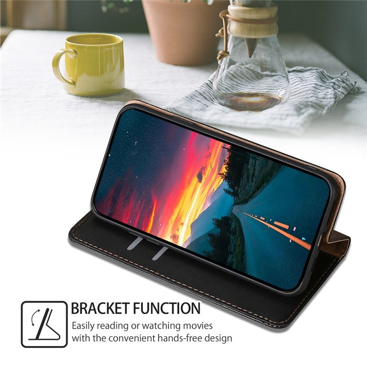 For vivo Y03 4G Gloss Oil Solid Color Magnetic Leather Phone Case(Black) - vivo Cases by PMC Jewellery | Online Shopping South Africa | PMC Jewellery | Buy Now Pay Later Mobicred