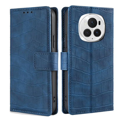 For Honor Magic6 Pro 5G Skin Feel Crocodile Magnetic Clasp Leather Phone Case(Blue) - Honor Cases by PMC Jewellery | Online Shopping South Africa | PMC Jewellery | Buy Now Pay Later Mobicred