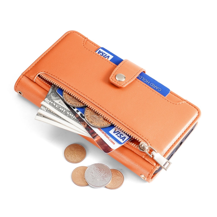 For Huawei Enjoy 60 Pro / nova 11i Lite Sheep Texture Cross-body Zipper Wallet Leather Phone Case(Orange) - Huawei Cases by PMC TechLife | Online Shopping South Africa | PMC TechLife | Buy Now Pay Later Mobicred