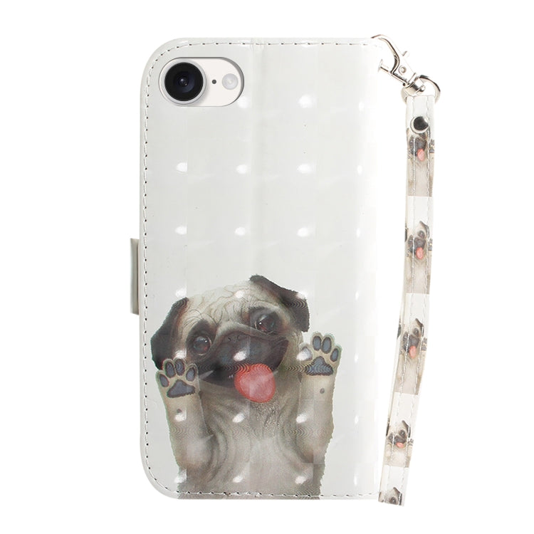 For iPhone SE 2024 3D Colored Horizontal Flip Leather Phone Case(Pug) - More iPhone Cases by PMC Jewellery | Online Shopping South Africa | PMC Jewellery | Buy Now Pay Later Mobicred