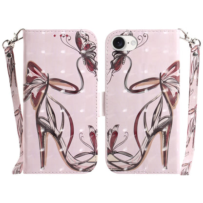 For iPhone SE 2024 3D Colored Horizontal Flip Leather Phone Case(Butterfly High-heeled) - More iPhone Cases by PMC Jewellery | Online Shopping South Africa | PMC Jewellery | Buy Now Pay Later Mobicred