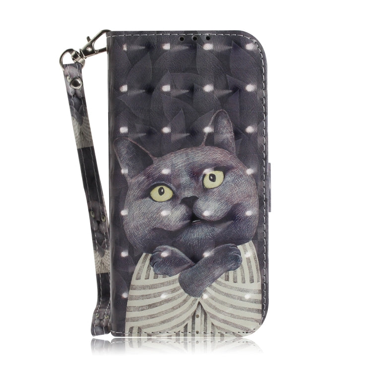 For iPhone 16 3D Colored Horizontal Flip Leather Phone Case(Hug Cat) - iPhone 16 Cases by PMC Jewellery | Online Shopping South Africa | PMC Jewellery | Buy Now Pay Later Mobicred