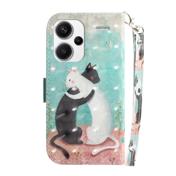 For Xiaomi Redmi Note 13 Pro+ 5G 3D Colored Horizontal Flip Leather Phone Case(Black White Cat) - Note 13 Pro+ Cases by PMC Jewellery | Online Shopping South Africa | PMC Jewellery | Buy Now Pay Later Mobicred