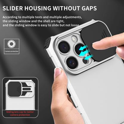 For iPhone 16 Pro Max Stereoscopic Holder Sliding Camshield Phone Case(White) - iPhone 16 Pro Max Cases by PMC Jewellery | Online Shopping South Africa | PMC Jewellery | Buy Now Pay Later Mobicred