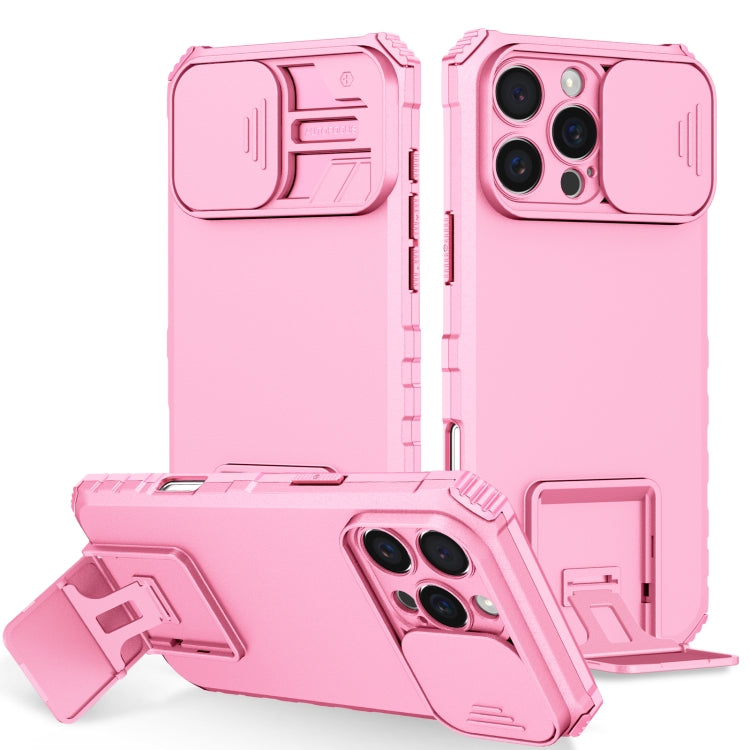 For iPhone 16 Pro Stereoscopic Holder Sliding Camshield Phone Case(Pink) - iPhone 16 Pro Cases by PMC Jewellery | Online Shopping South Africa | PMC Jewellery | Buy Now Pay Later Mobicred