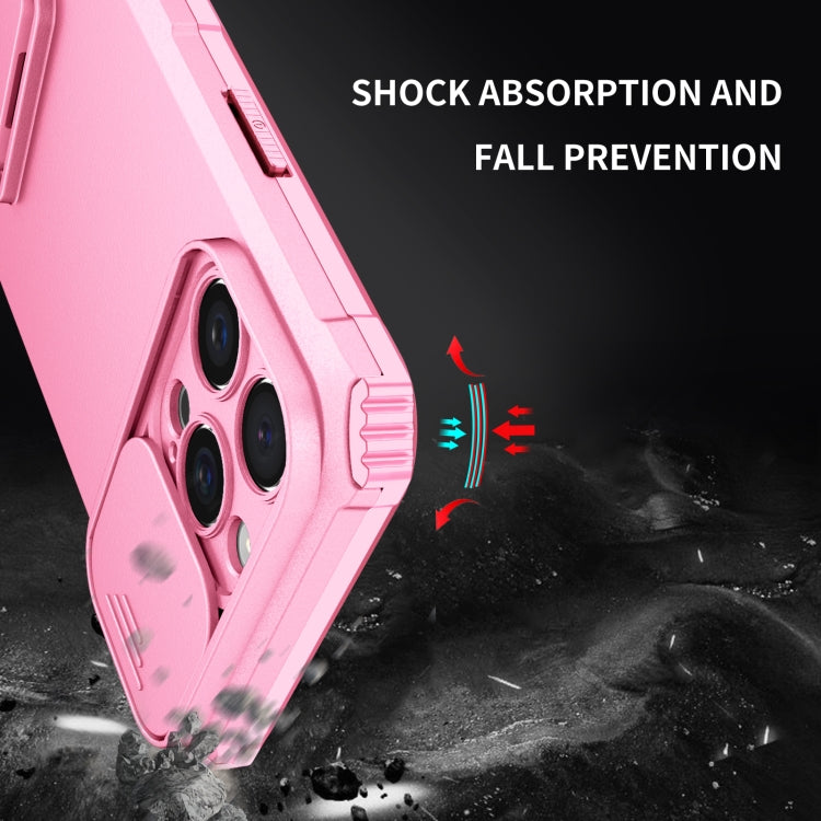 For iPhone 16 Pro Stereoscopic Holder Sliding Camshield Phone Case(Pink) - iPhone 16 Pro Cases by PMC Jewellery | Online Shopping South Africa | PMC Jewellery | Buy Now Pay Later Mobicred