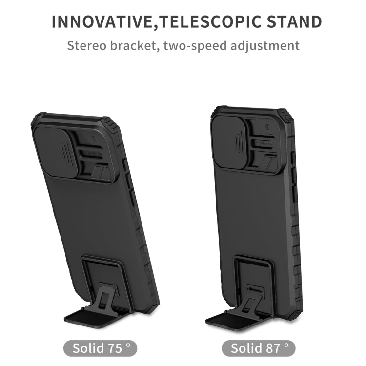 For iPhone 16 Pro Stereoscopic Holder Sliding Camshield Phone Case(Black) - iPhone 16 Pro Cases by PMC Jewellery | Online Shopping South Africa | PMC Jewellery | Buy Now Pay Later Mobicred