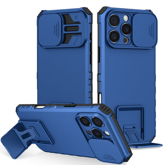 For iPhone 16 Pro Stereoscopic Holder Sliding Camshield Phone Case(Blue) - iPhone 16 Pro Cases by PMC Jewellery | Online Shopping South Africa | PMC Jewellery | Buy Now Pay Later Mobicred