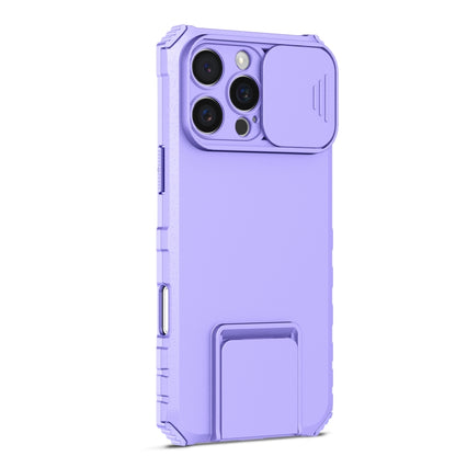 For iPhone 16 Pro Stereoscopic Holder Sliding Camshield Phone Case(Purple) - iPhone 16 Pro Cases by PMC Jewellery | Online Shopping South Africa | PMC Jewellery | Buy Now Pay Later Mobicred