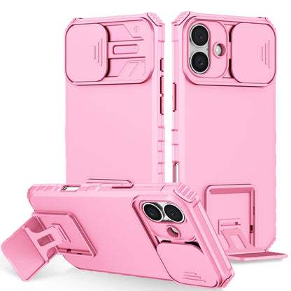 For iPhone 16 Plus Stereoscopic Holder Sliding Camshield Phone Case(Pink) - iPhone 16 Plus Cases by PMC Jewellery | Online Shopping South Africa | PMC Jewellery | Buy Now Pay Later Mobicred