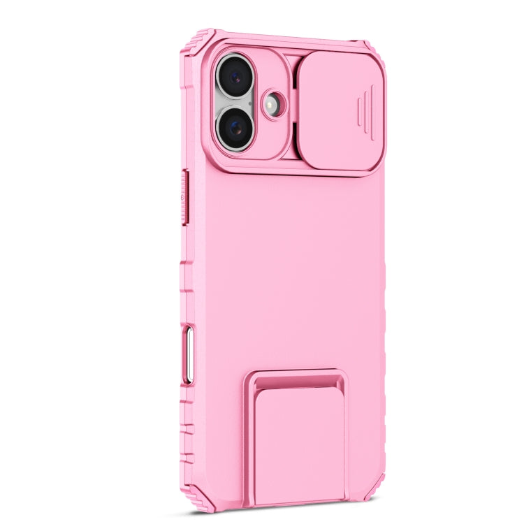 For iPhone 16 Plus Stereoscopic Holder Sliding Camshield Phone Case(Pink) - iPhone 16 Plus Cases by PMC Jewellery | Online Shopping South Africa | PMC Jewellery | Buy Now Pay Later Mobicred