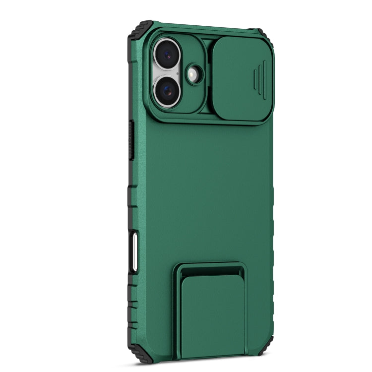 For iPhone 16 Plus Stereoscopic Holder Sliding Camshield Phone Case(Green) - iPhone 16 Plus Cases by PMC Jewellery | Online Shopping South Africa | PMC Jewellery | Buy Now Pay Later Mobicred