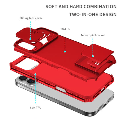 For iPhone 16 Stereoscopic Holder Sliding Camshield Phone Case(Red) - iPhone 16 Cases by PMC Jewellery | Online Shopping South Africa | PMC Jewellery | Buy Now Pay Later Mobicred