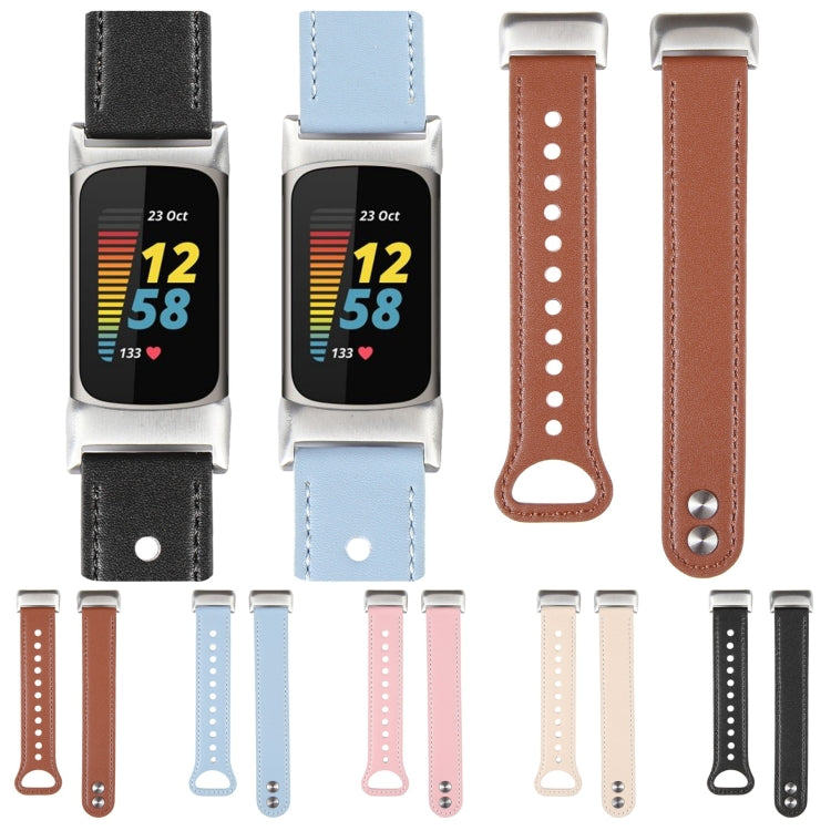 For Fitbit Charge 5 PU Leather Replacement Watch Band(Black) - Watch Bands by PMC TechLife | Online Shopping South Africa | PMC TechLife | Buy Now Pay Later Mobicred