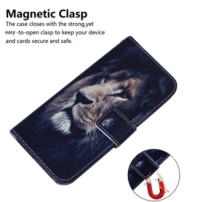 For iPhone 16 Coloured Drawing Flip Leather Phone Case(Lion) - iPhone 16 Cases by PMC Jewellery | Online Shopping South Africa | PMC Jewellery | Buy Now Pay Later Mobicred